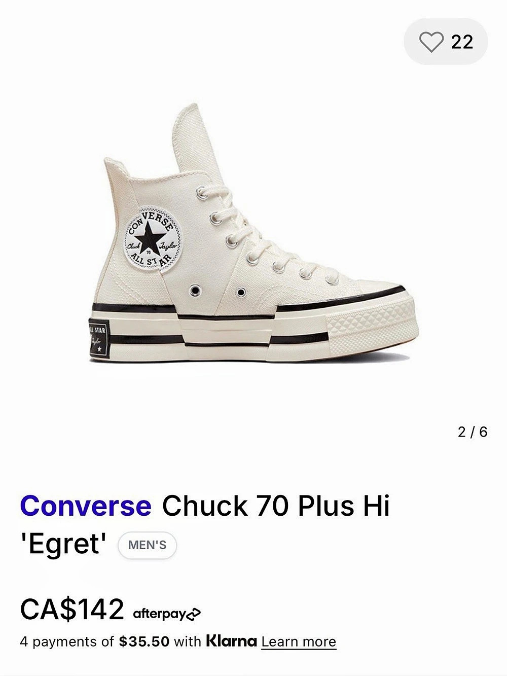 Converse Chuck 70 Plus Hi Men's White High-Top Sneakers woman’s size 11 Like New